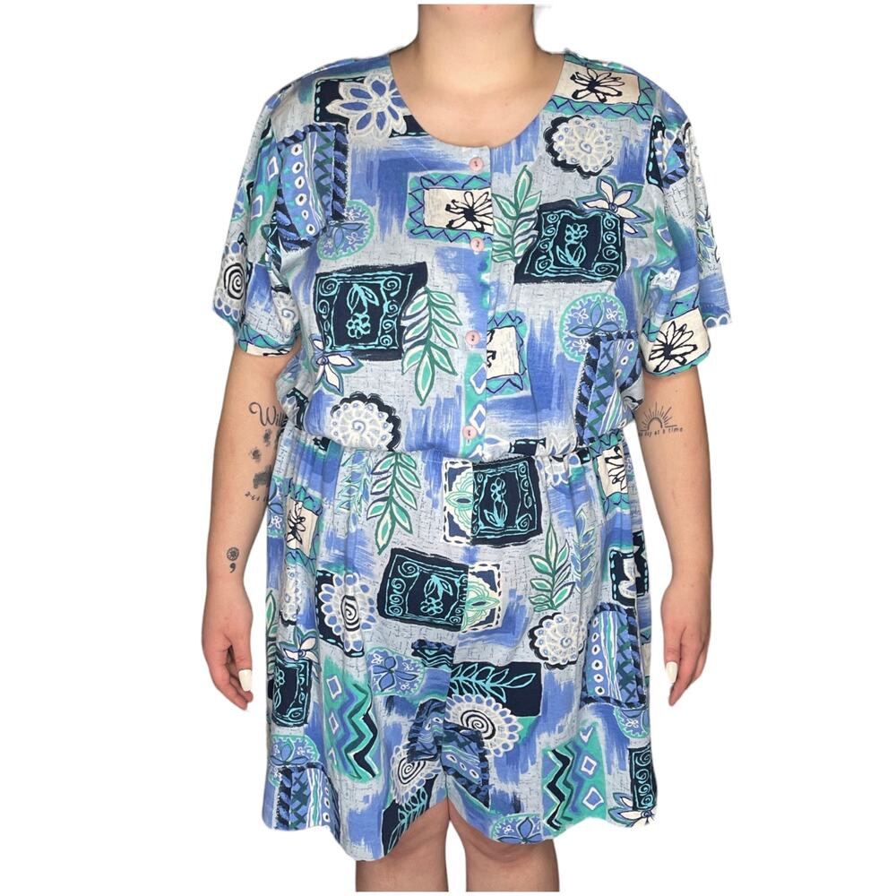 80's Vintage Blue New Wave Romper size 16 2X